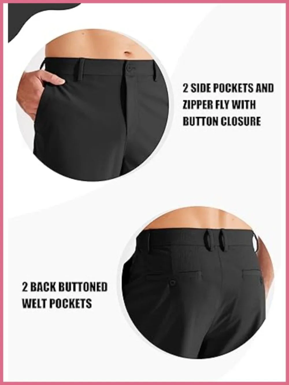 Mens Golf Pants Stretch Dress Pants Business Casual Work Flat Front Straight